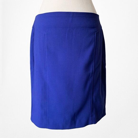 Vintage Y2K Loft Blue High Waisted Low Rise Bodycon Knee Length Skirt Size S/M - Picture 5 of 7